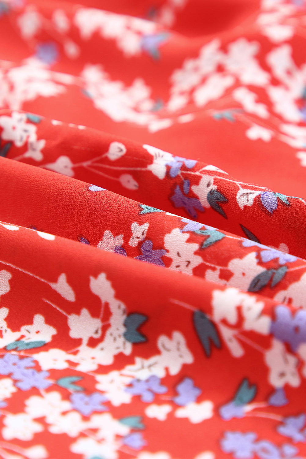 Vibrant Red Floral Crop Top Maxi Skirt Set