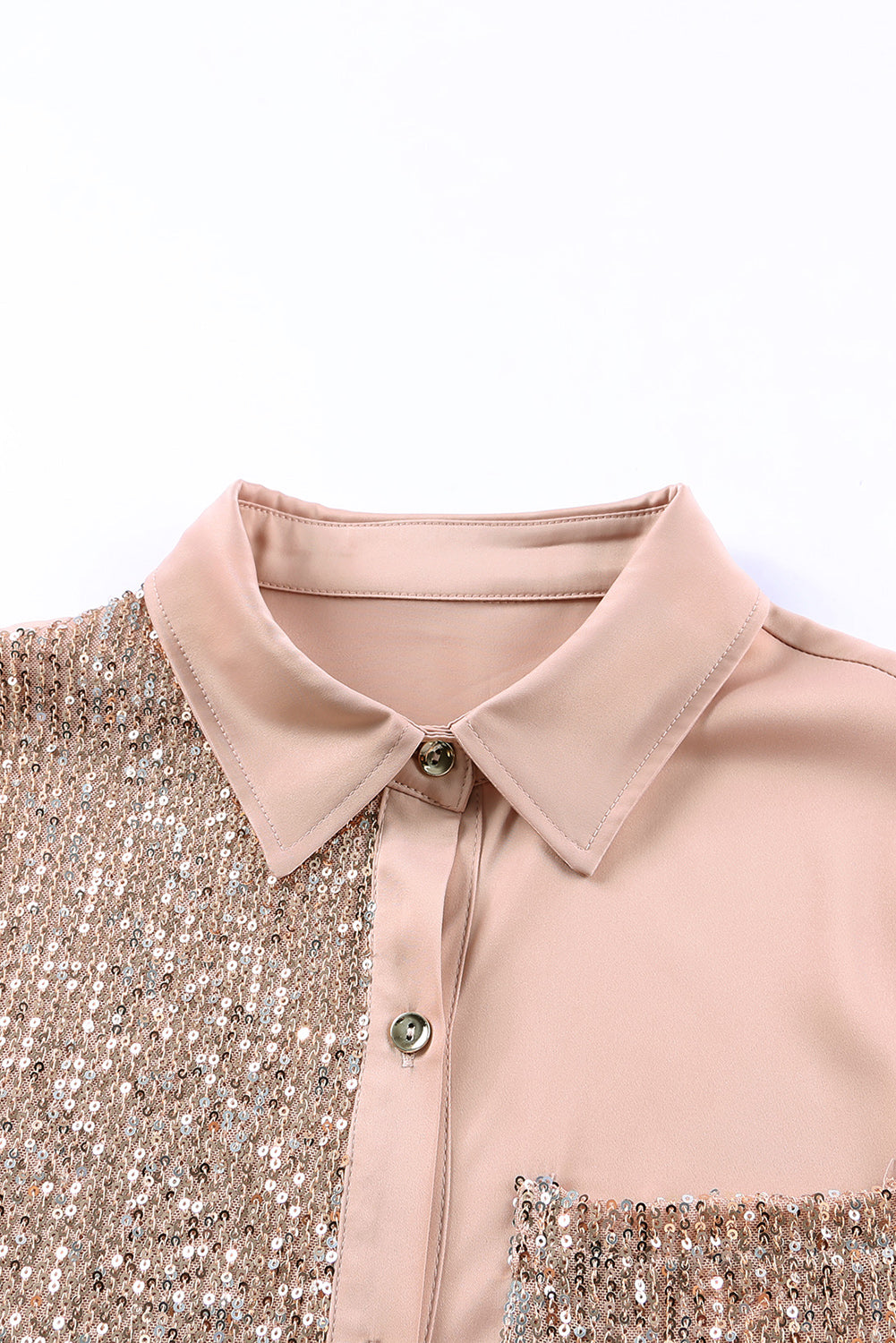 Sparkling Sequin Splicing Shirt Dress